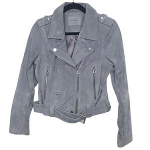 BLANK NYC Gray 100% Suede Leather Moto Jacket